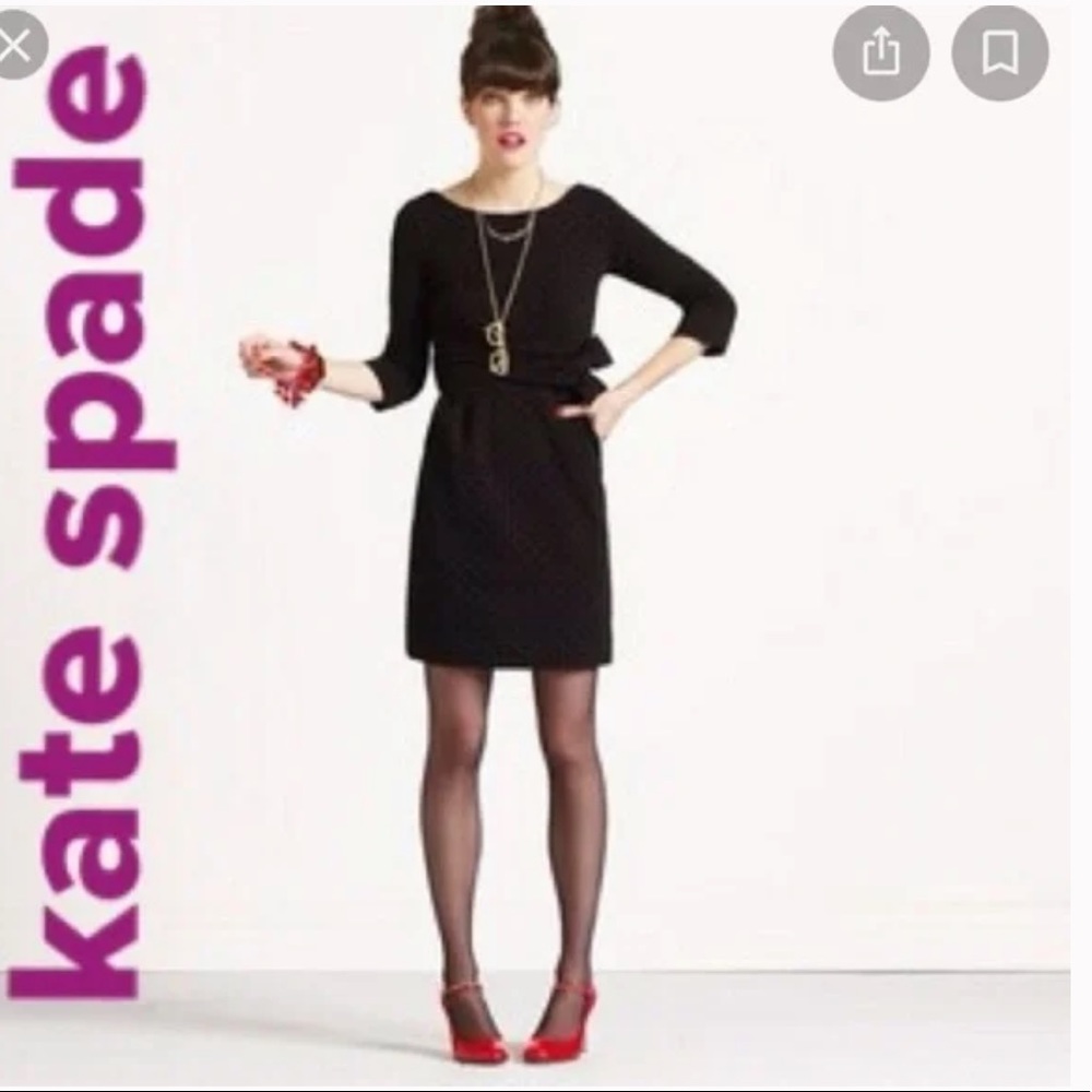 Kate Spade Black Polka Dot Magdalena Bow Dress Size 12